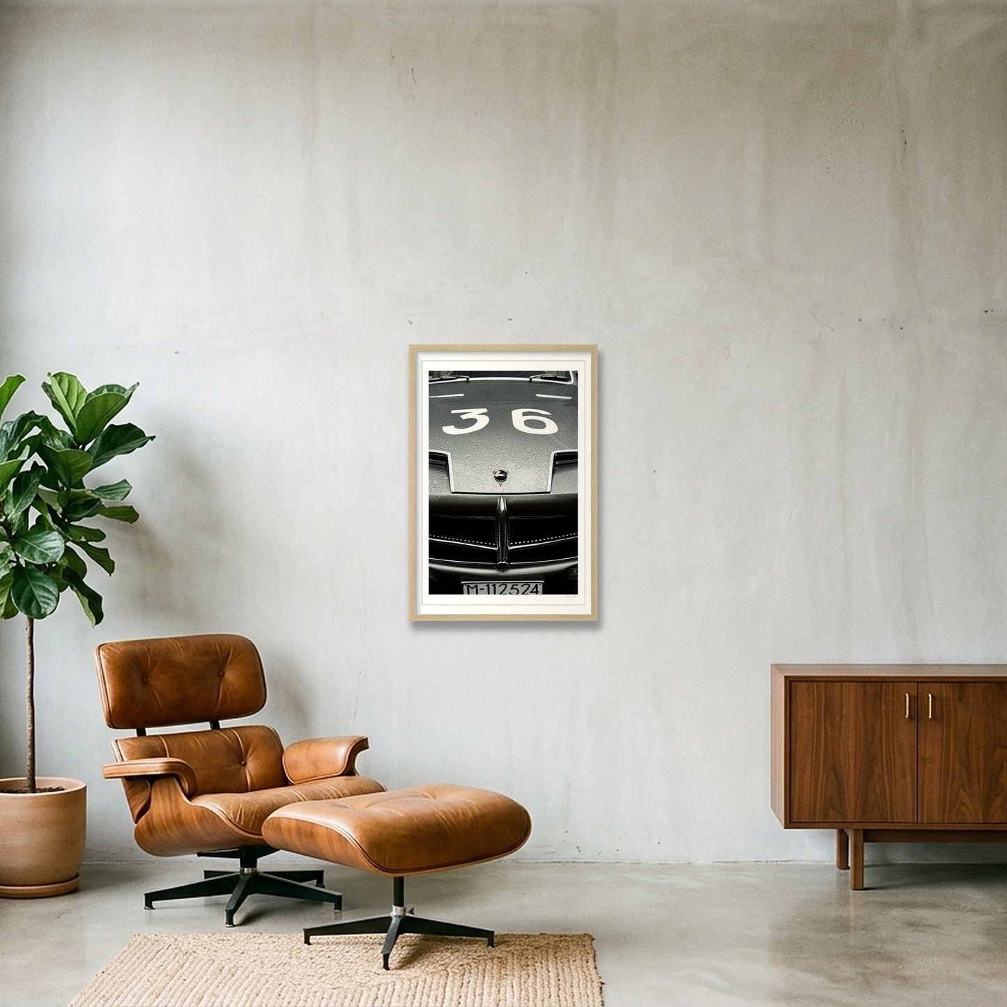 Silver Flying Horse — 40×60cm, 16×24" Oak Frame