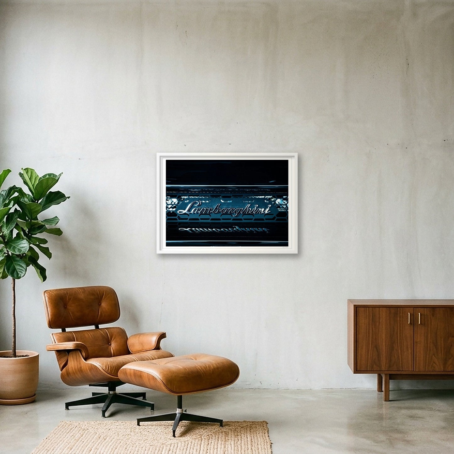 Lambo Electric Blue — 84×59cm, 33×23" White Frame