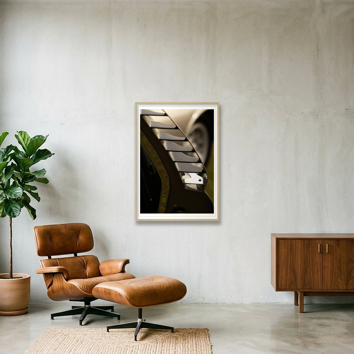 Chrome Gills — 70×100cm, 28×39" Oak Frame