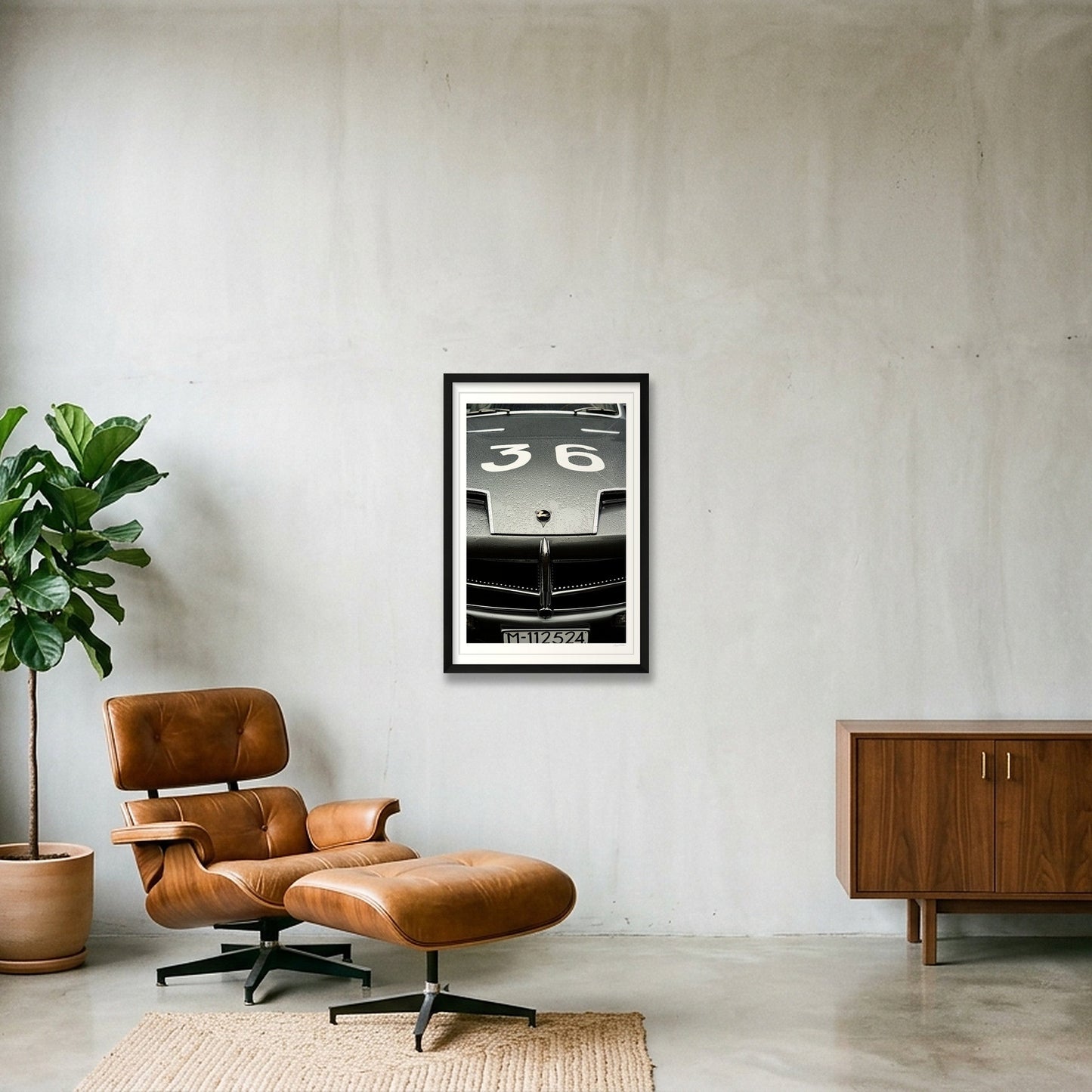 Silver Flying Horse — 40×60cm, 16×24" Black Frame