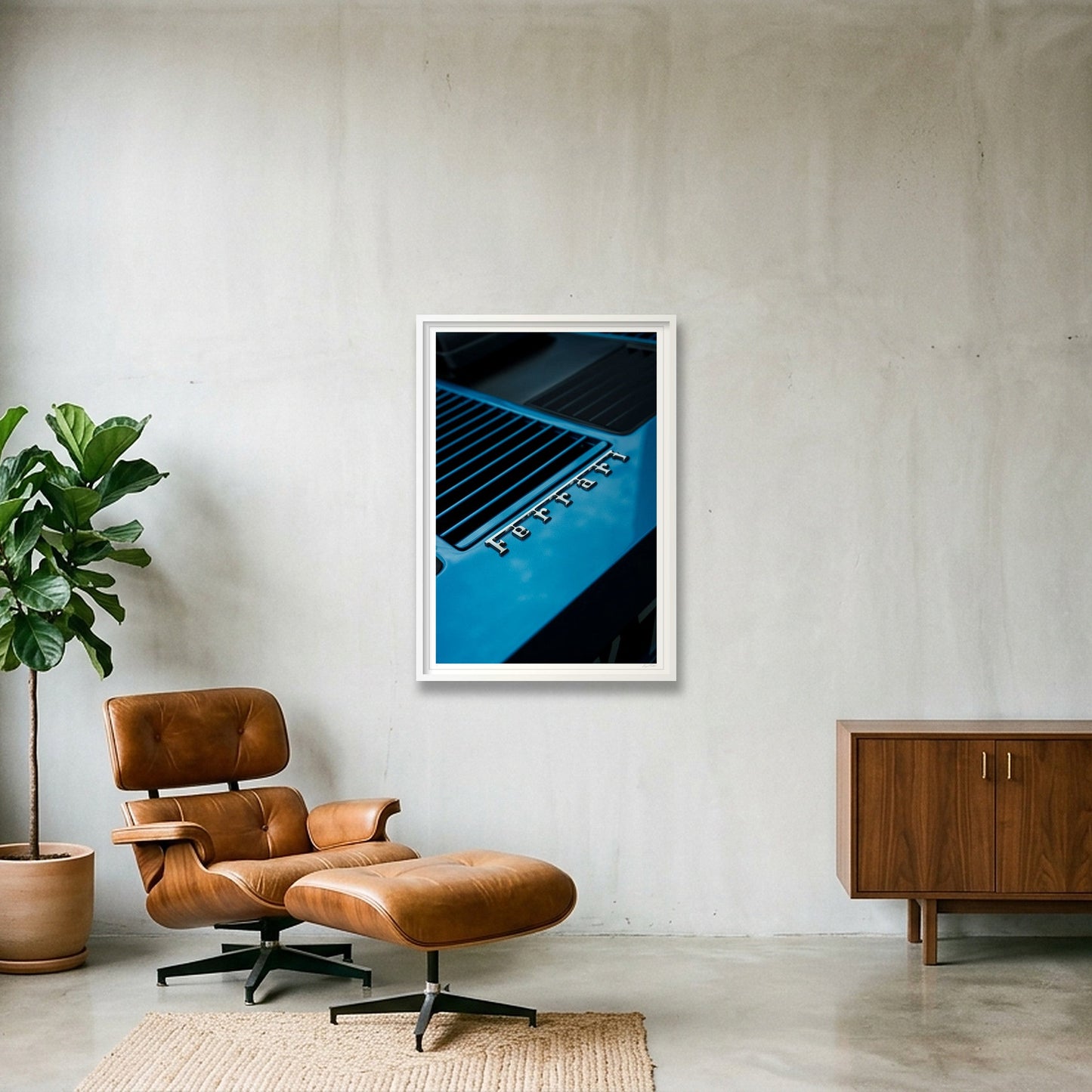 The Electric Blue Boxer — 70×100cm, 28×39" White Frame