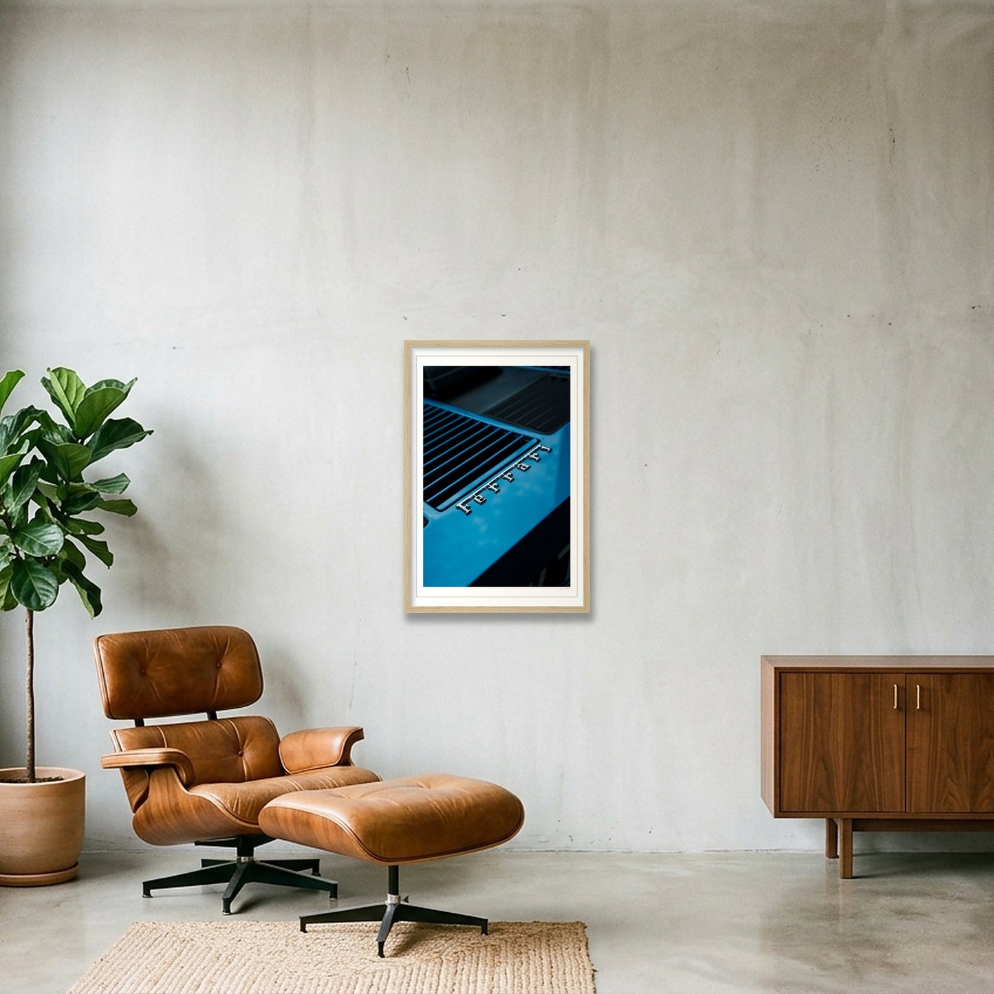 The Electric Blue Boxer — 40×60cm, 16×24" Oak Frame