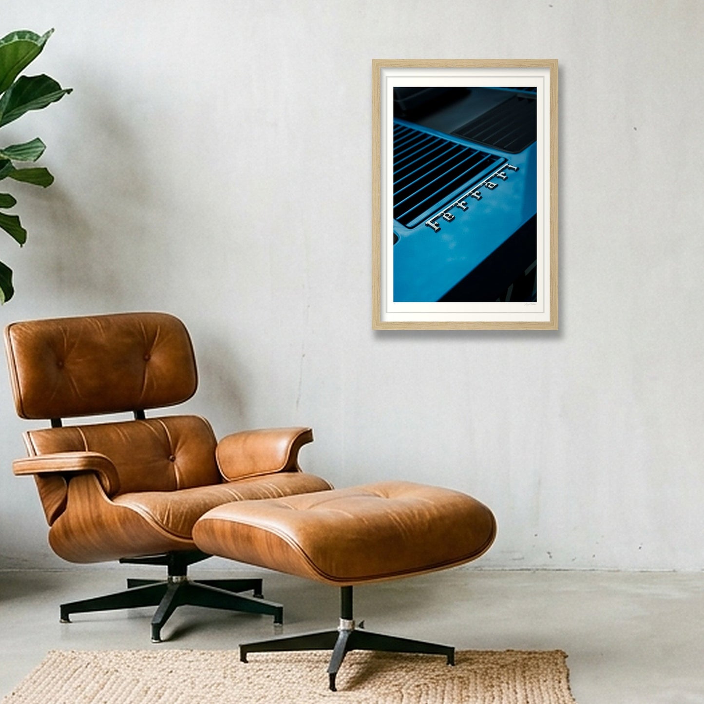 The Electric Blue Boxer — 30×45cm, 12×18" Oak Frame