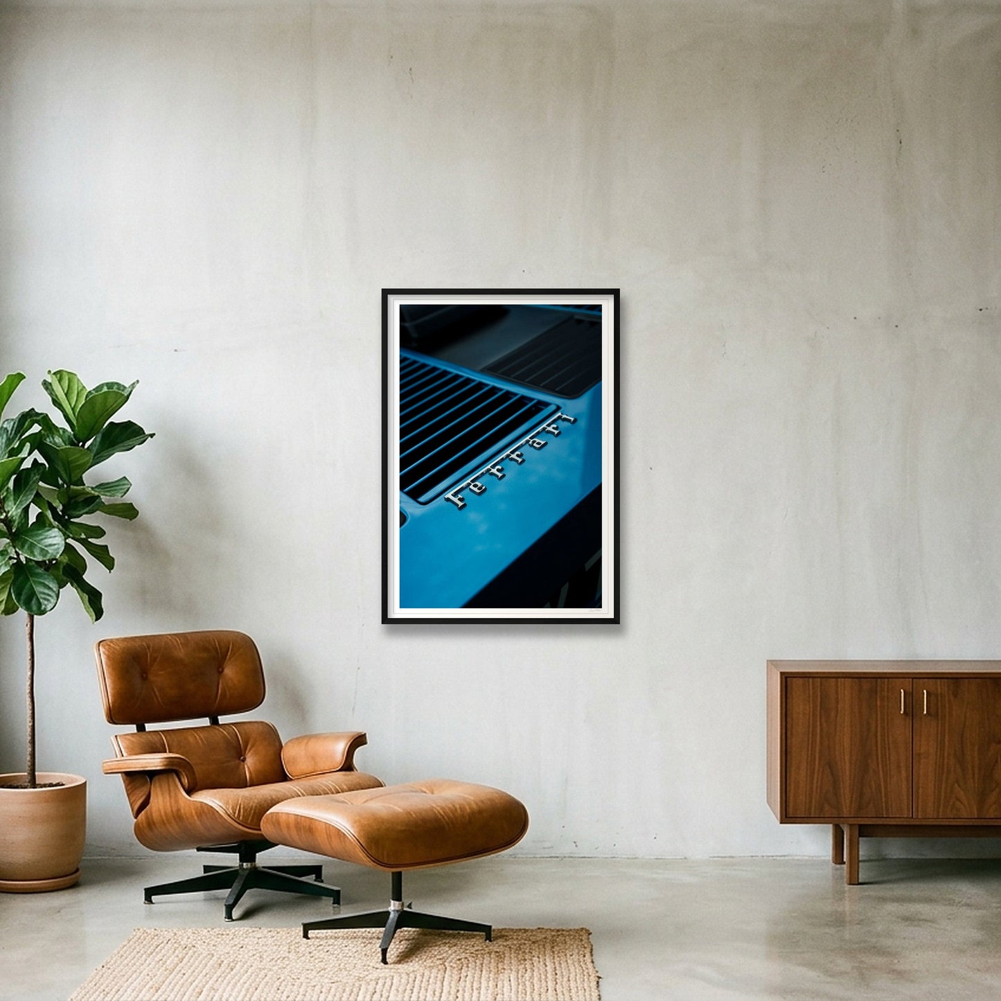 The Electric Blue Boxer — 70×100cm, 28×39" Black Frame
