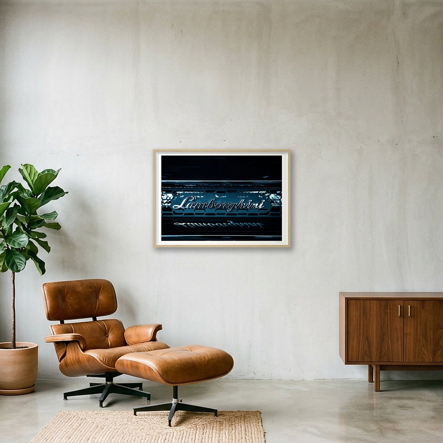 Lambo Electric Blue — 84×59cm, 33×23" Oak Frame