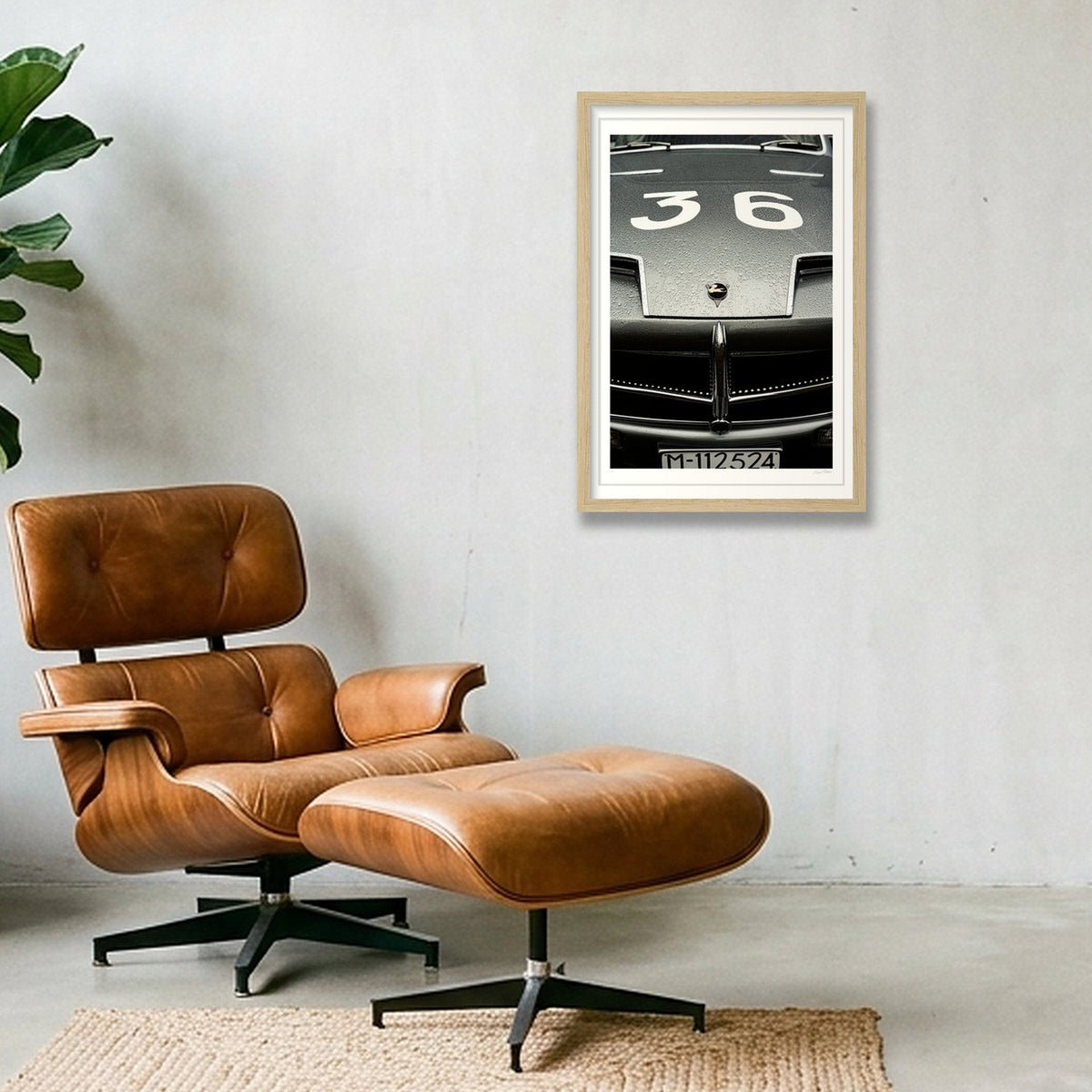 Silver Flying Horse — 30×45cm, 12×18" Oak Frame