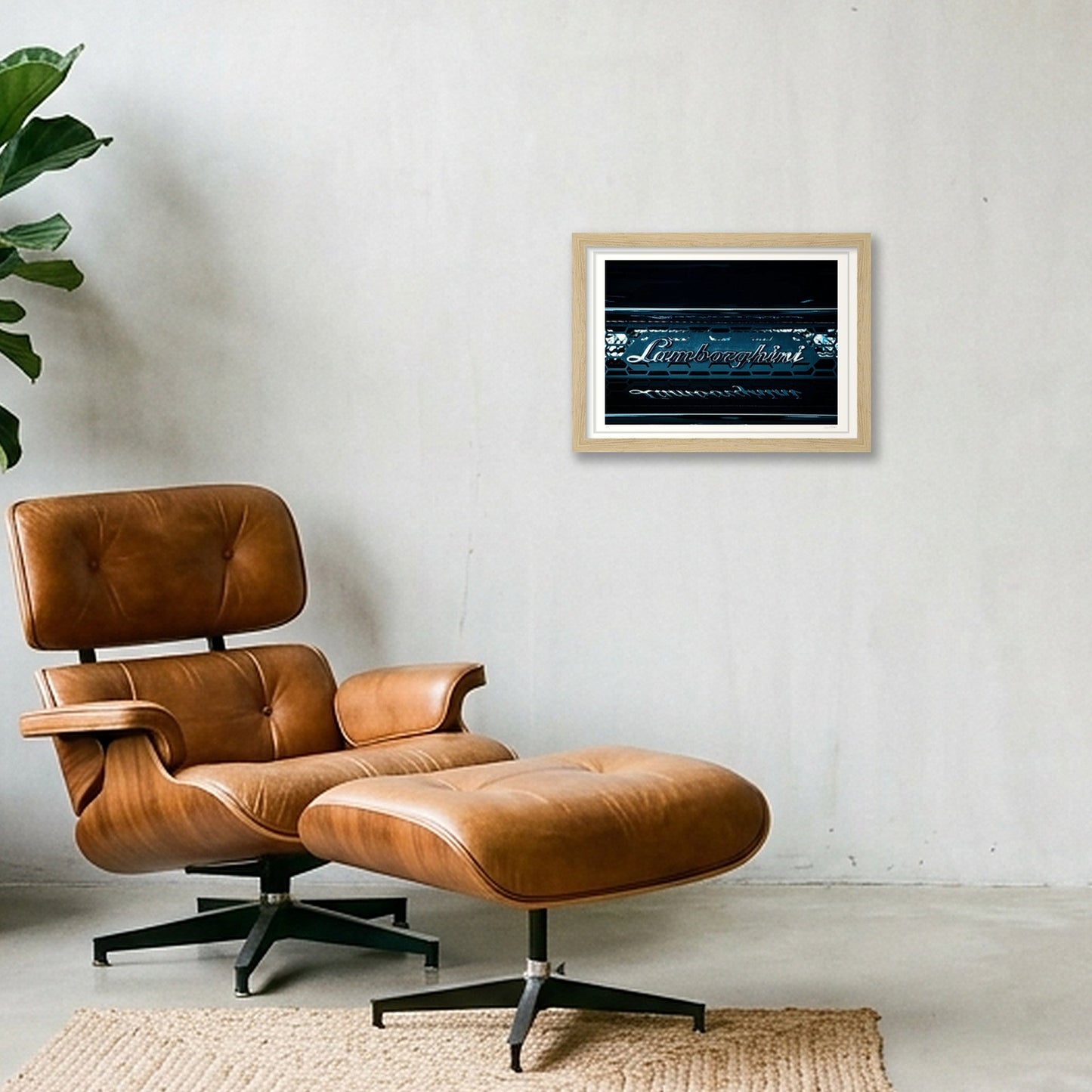 Lambo Electric Blue — A4 (30×21cm, 12×8") Oak Frame