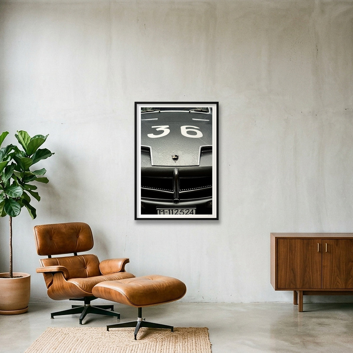 Silver Flying Horse — 70×100cm, 28×39" Black Frame