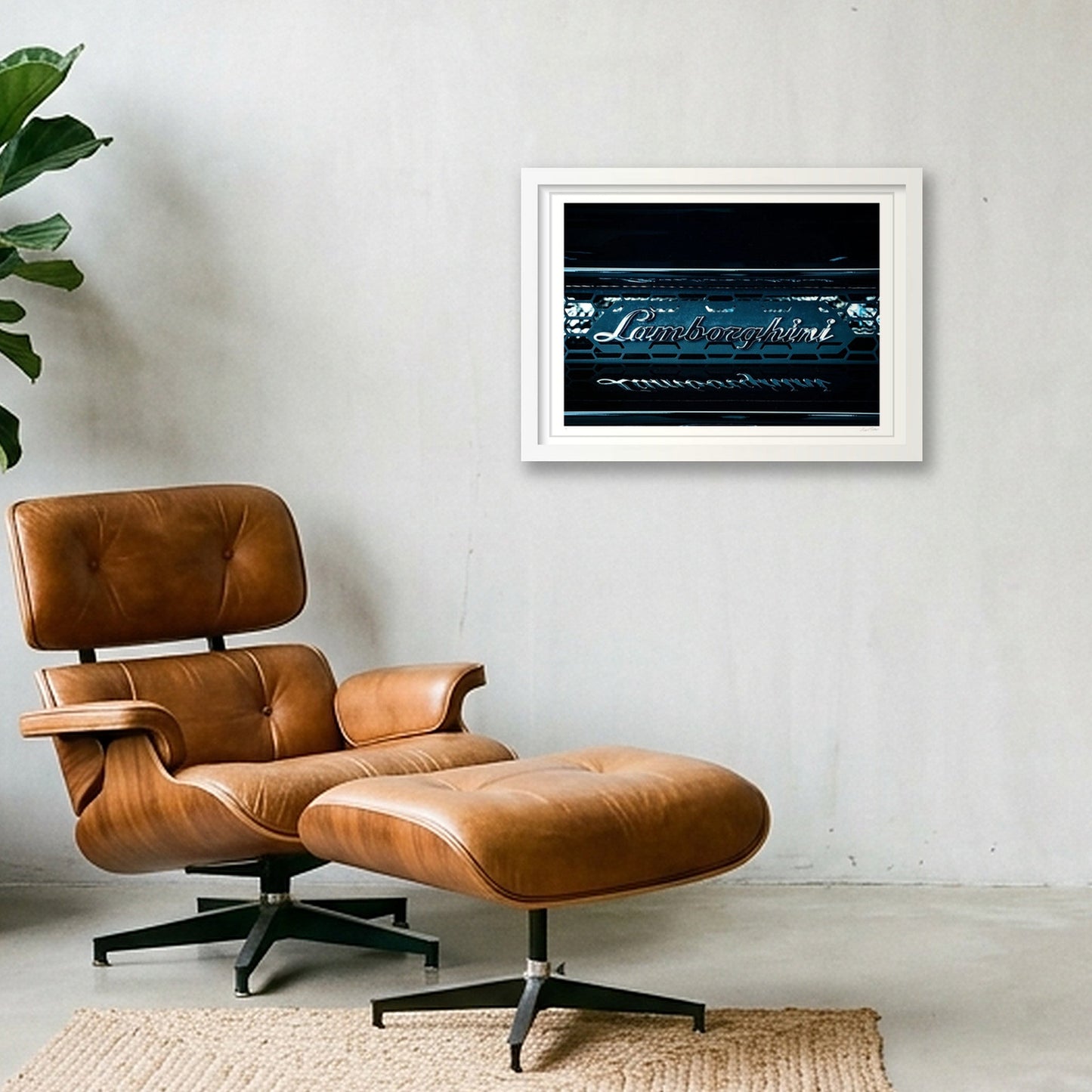 Lambo Electric Blue — A3 (42×30cm, 17×12") White Frame