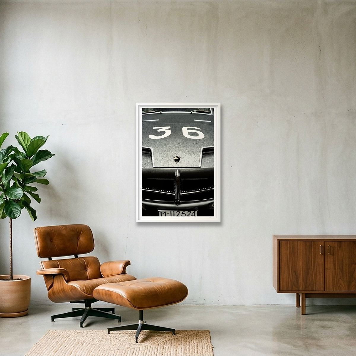 Silver Flying Horse — 70×100cm, 28×39" White Frame