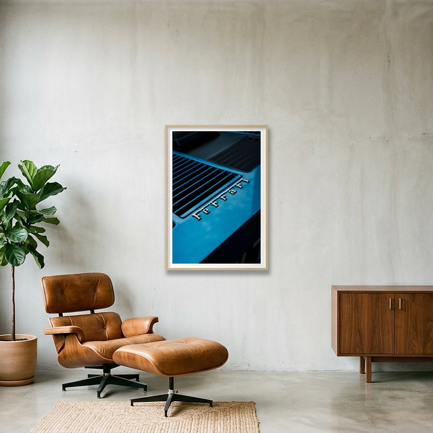 The Electric Blue Boxer — 70×100cm, 28×39" Oak Frame