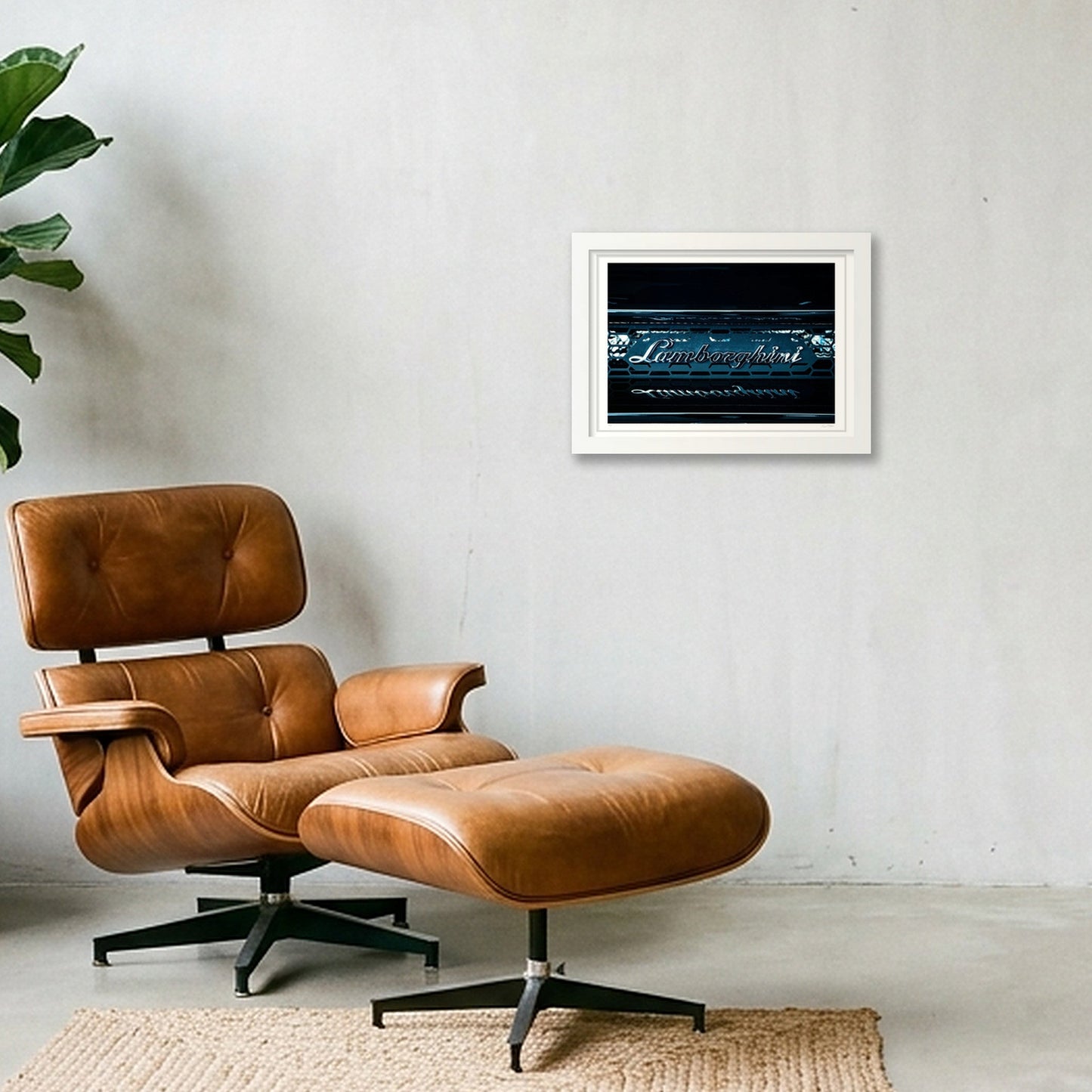 Lambo Electric Blue — A4 (30×21cm, 12×8") White Frame